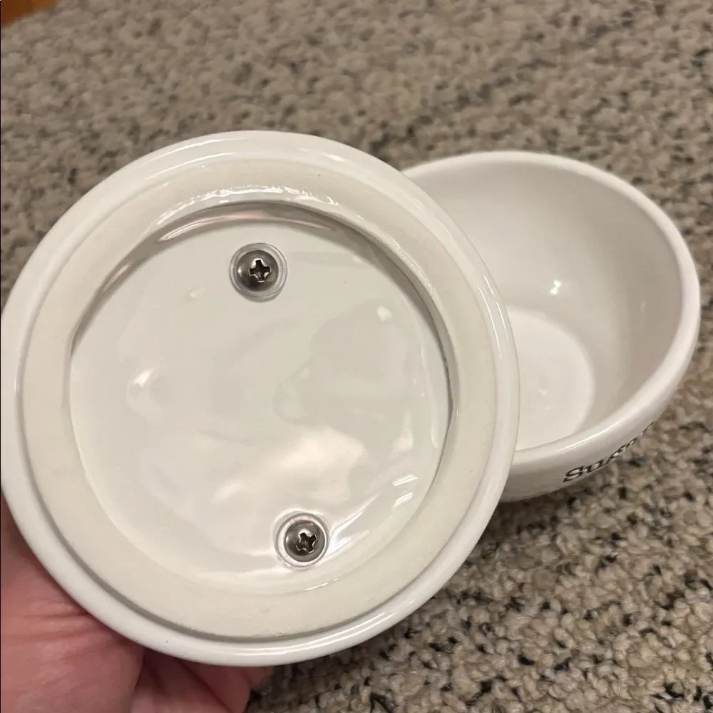 Mudpie White Sugar Bowl with Silver Spoon Handle on Lid